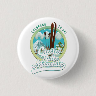 Macaron Rond 2,50 Cm Crested Butte Mountain Colorado Ski logo