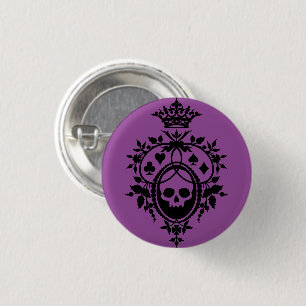 Macaron Rond 2,50 Cm Crête violette avec bouton crâne et enseignes de c