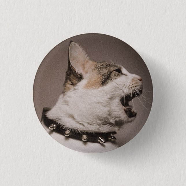 Macaron Rond 2,50 Cm Criant Calico Cat Pin (Devant)