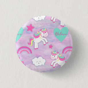Macaron Rond 2,50 Cm Croire aux licornes en rose mignon