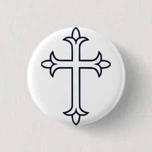 Macaron Rond 2,50 Cm Croix Chrétienne Classique Art Minimaliste Fin