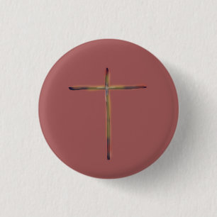 Macaron Rond 2,50 Cm Croix chrétienne minimale rose