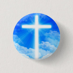 Macaron Rond 2,50 Cm Croix de lumière Jésus-Christ chrétien personna