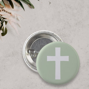 Macaron Rond 2,50 Cm Croix simple sur bouton vert