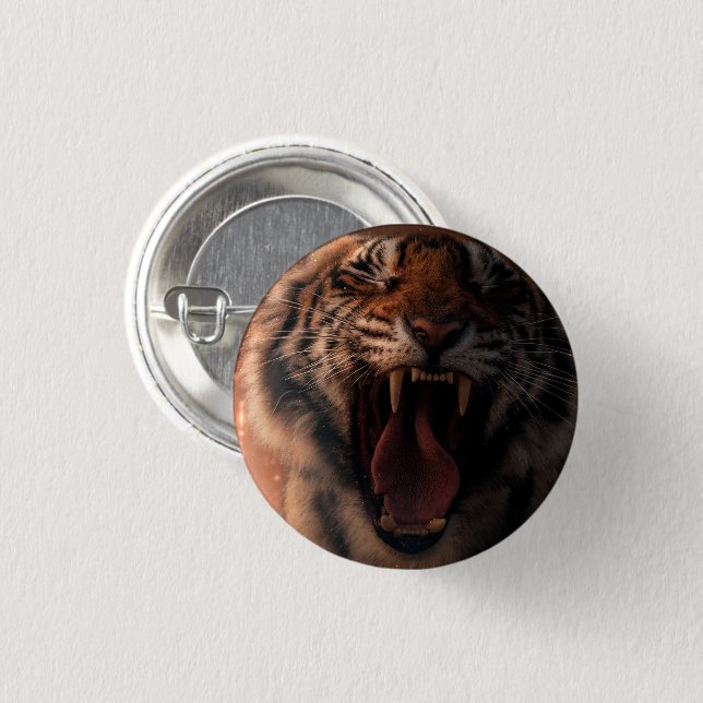 Macaron Rond 2,50 Cm Crying Tiger - Button (Devant & derrière)