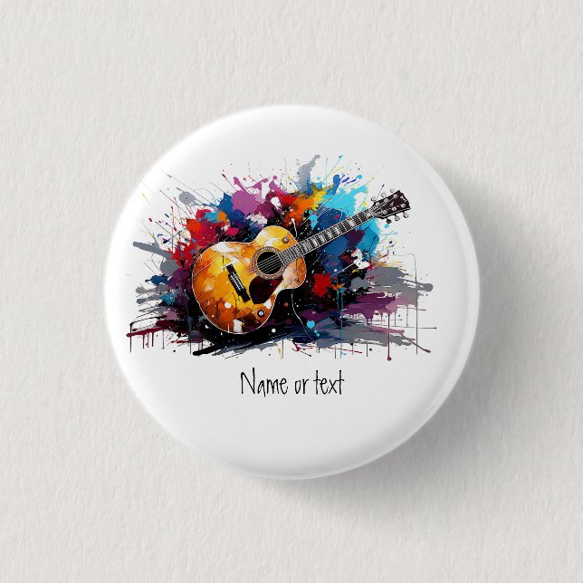 Macaron Rond 2,50 Cm Custom Artistic Abstract Guitar Music Lover's Art  (Devant)