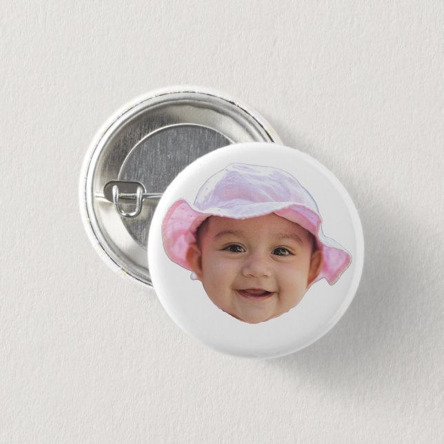 Macaron Rond 2,50 Cm Custom Baby Photo, Baby Photo Face (Devant & derrière)