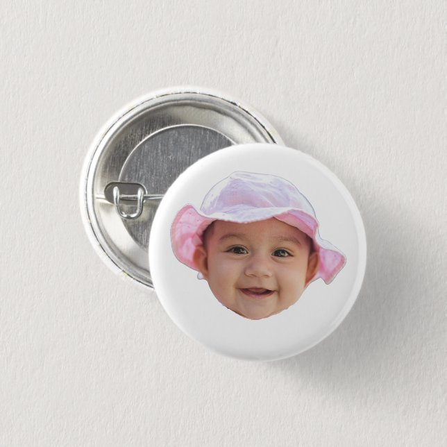 Macaron Rond 2,50 Cm Custom Baby Photo Face (Devant & derrière)