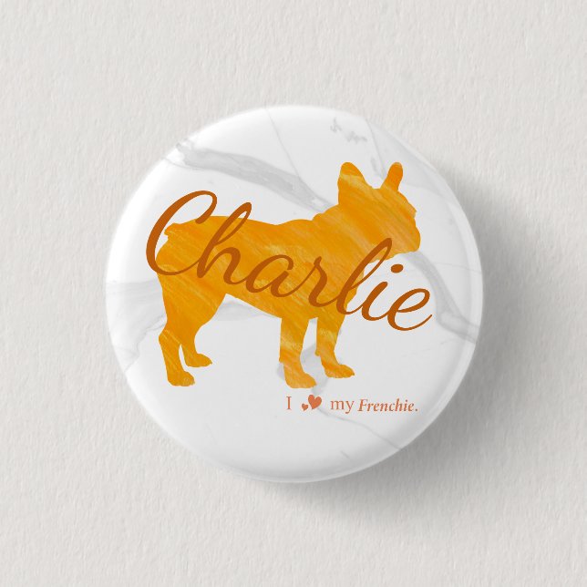 Macaron Rond 2,50 Cm Custom Pastel Orange French Bulldog - Frenchie (Devant)