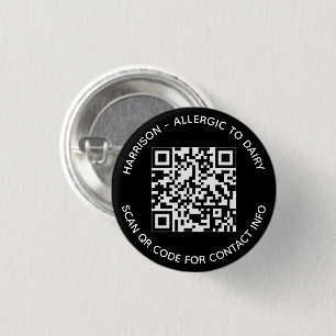 Macaron Rond 2,50 Cm Custom photo QR Code scannable contactless Info