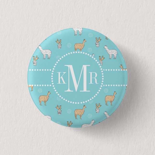 Macaron Rond 2,50 Cm Cute Alpaca Llama Cactus Motif (Devant)