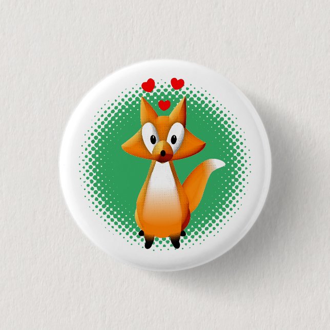 Macaron Rond 2,50 Cm Cute animal caricature Fox (Devant)