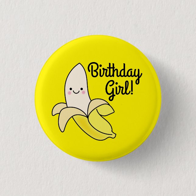 Macaron Rond 2,50 Cm Cute Anniversaire de enfant banane Kawaii (Devant)