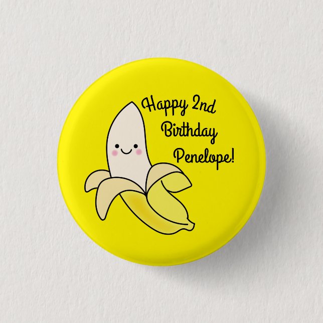 Macaron Rond 2,50 Cm Cute Anniversaire de enfant banane Kawaii (Devant)