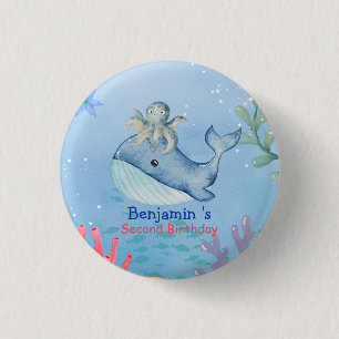 Macaron Rond 2,50 Cm Cute arc-en-ciel poulpe Poisson de baleine Fête d'