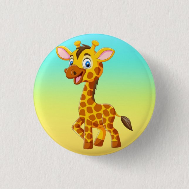 Macaron Rond 2,50 Cm Cute Baby Giraffe Smiling Cartoon-35280 (Devant)
