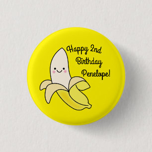 Macaron Rond 2,50 Cm Cute banana Anniversaire de enfant Kawaii