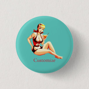 Macaron Rond 2,50 Cm Cute Blonde Martini Bikini Girl Thunder_Cove