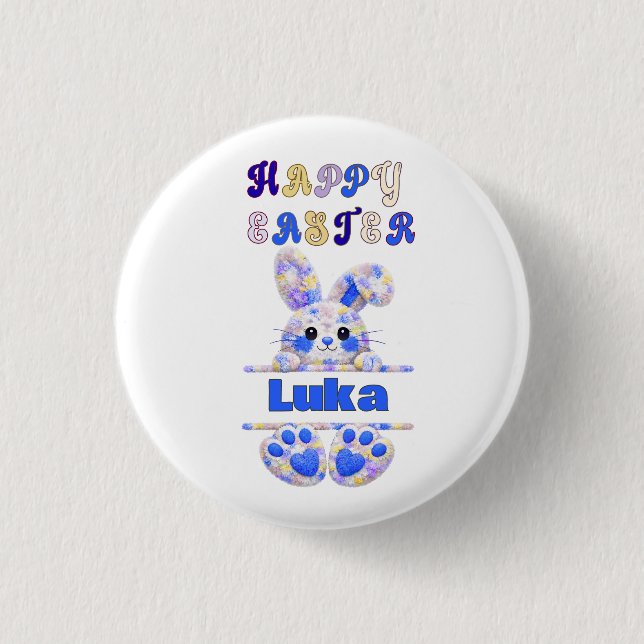 Macaron Rond 2,50 Cm Cute Boy Easter Bunny Personalize (Devant)
