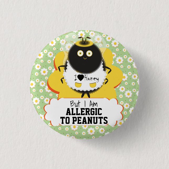 Macaron Rond 2,50 Cm Cute Bumblebee | Alerte aux allergies alimentaires (Devant)
