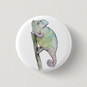 Macaron Rond 2,50 Cm Cute caméléon peint en aquarelle