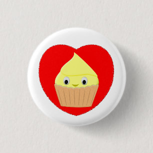 Macaron Rond 2,50 Cm Cute Carton Citron Cupcake En Bouton Coeur Rouge
