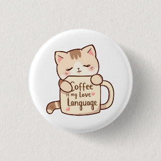 Macaron Rond 2,50 Cm Cute Cat Coffee Love Language