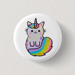 Macaron Rond 2,50 Cm Cute chat licorne arc-en-ciel