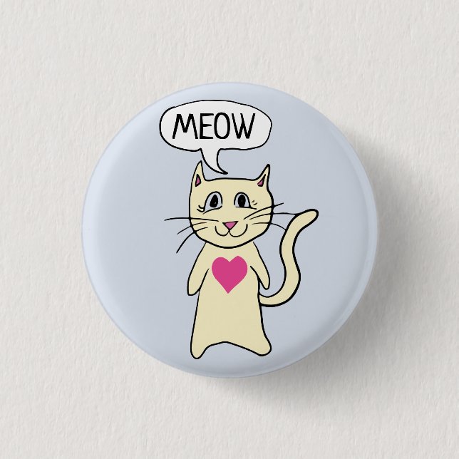 Macaron Rond 2,50 Cm Cute chat Meow (Devant)