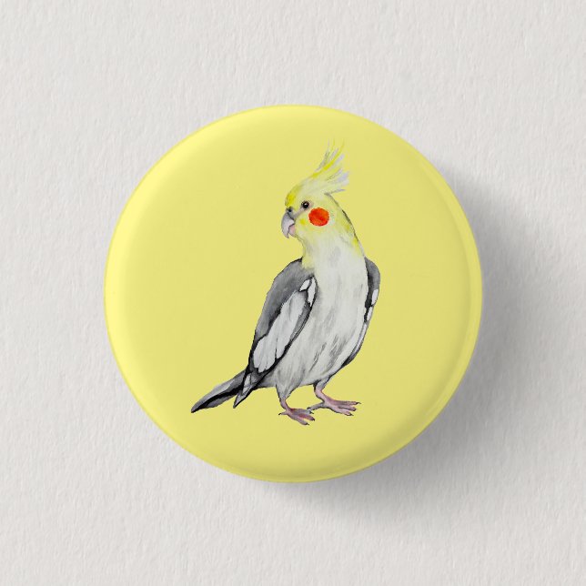 Macaron Rond 2,50 Cm Cute Cockatiel Aquarelle Parrot. (Devant)