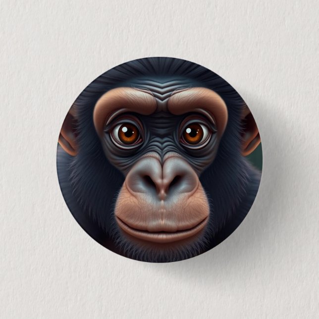 Macaron Rond 2,50 Cm Cute Crazy Funny Chimpanzé Anime Portrait (Devant)
