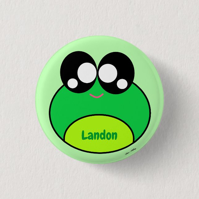 Macaron Rond 2,50 Cm Cute de grenouille verte Kawaii (Devant)