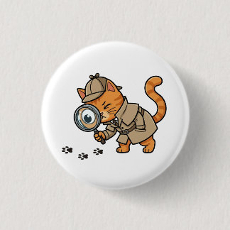Macaron Rond 2,50 Cm Cute Detective Cat Button