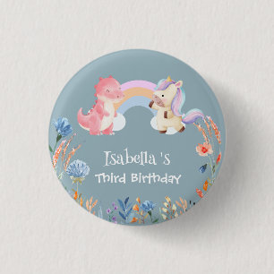 Macaron Rond 2,50 Cm Cute Dinosaur Unicorn arc-en-ciel Fleur anniversai