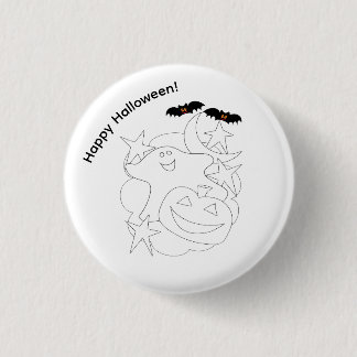 Macaron Rond 2,50 Cm Cute Ghost Pumpkin Bats Color Me Halloween