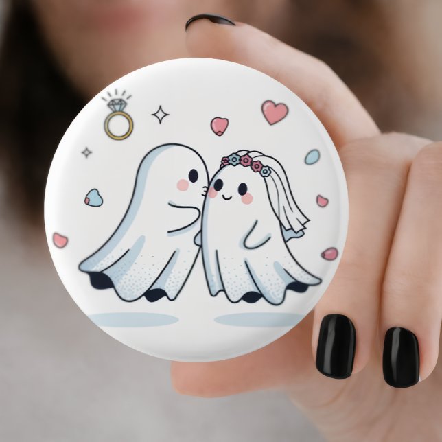 Macaron Rond 2,50 Cm Cute Ghost Wedding Proposal Pin Button Set (Créateur téléchargé)