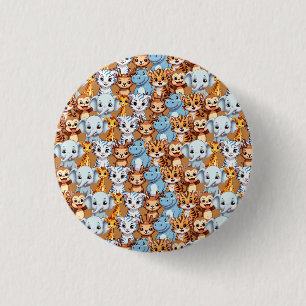 Macaron Rond 2,50 Cm Cute girafe hippo jungle sauvage Motif safari