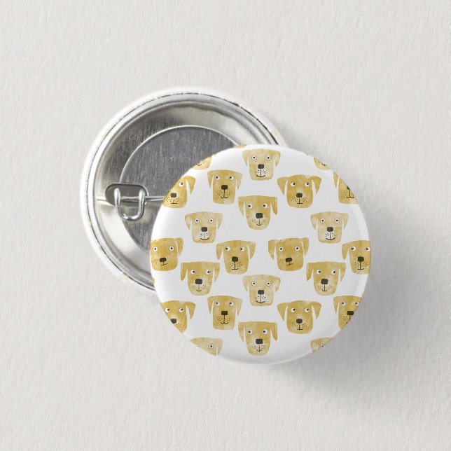 Macaron Rond 2,50 Cm Cute Golden Labrador Retriever Chien (Devant & derrière)