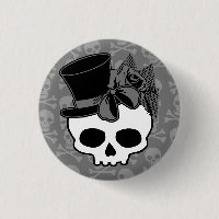 Cute Goth Crâne avec Rose de chapeau supérieur