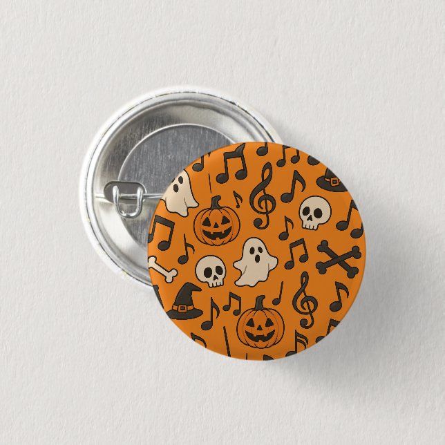 Macaron Rond 2,50 Cm Cute Halloween Music Button (Devant & derrière)