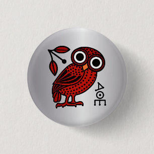Macaron Rond 2,50 Cm Cute hibou athénien Tetradrachm pièce grecque anti