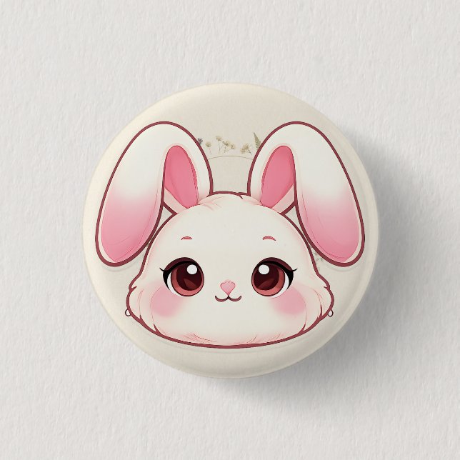 Macaron Rond 2,50 Cm Cute Kawaii Bunny Face Button (Devant)