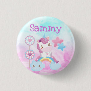 Macaron Rond 2,50 Cm Cute Kawaii Dreamy Unicorn Rainbow Cloud