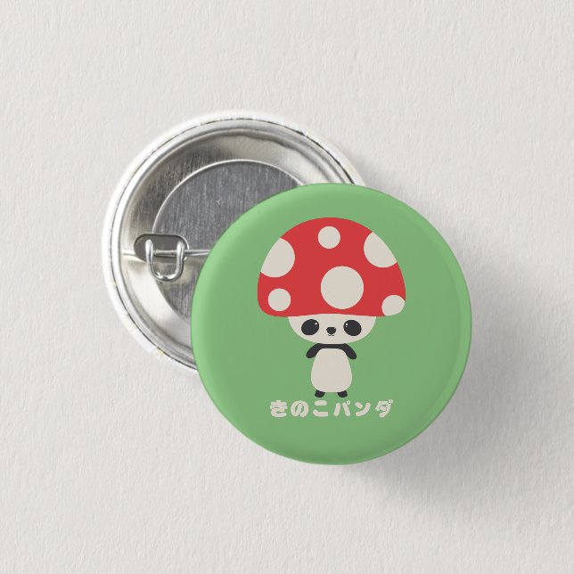 Macaron Rond 2,50 Cm Cute Kawaii japonais Kinoko Champhroom Panda (Devant & derrière)