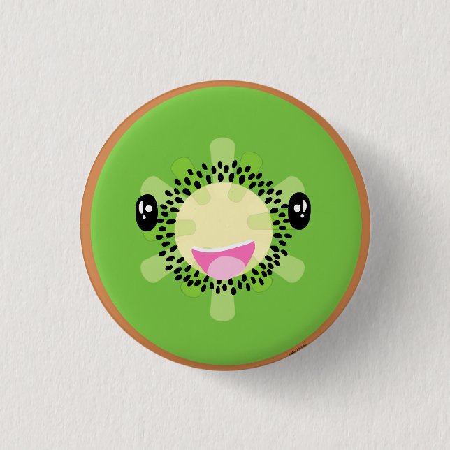 Macaron Rond 2,50 Cm Cute Kawaii Kiwi Fruit Tropical Vegan Food (Devant)