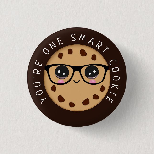 Macaron Rond 2,50 Cm Cute Kawaii One Smart Cookie (Devant)