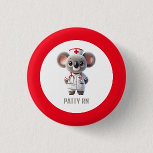 Macaron Rond 2,50 Cm Cute Koala infirmière de l'ours avec stéthoscope r