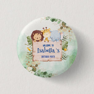Macaron Rond 2,50 Cm Cute Lion Giraffe Fleur tropicale Fête d'anniversa