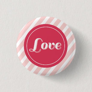 Macaron Rond 2,50 Cm Cute Love Pink Stripes Valentine's Day Buttons