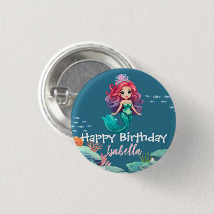 Macaron Rond 2,50 Cm Cute Mermaid Rainbow couronne colorée fête d'anniv
